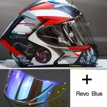 바이크 부품 풀페이스 오토바이 헬멧 X14 화이트 뒤 라이딩 모토크로스 레이싱, 16 B revoblue visor_02 L