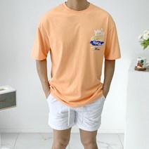 반즈 남자 컬러가 예쁜 형광 영문 레터링 오버핏 박스 반팔티5color 반팔 티셔츠