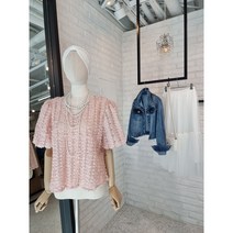[반다리] 입체 블링 레이스 벌룬 반팔 블라우스