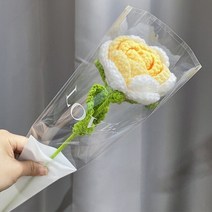 드라이플라워 인공 꽃 꽃다발 수제 크로셰 발렌타인데이 장미 데이지 선물 웨딩 파티 홈 장식, 05 Yellow Rose