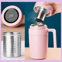 스마트 온도계 차 보온 보냉 머그 텀블러 480ml, 블랙