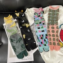 여름 초박형 크리스탈 실크 쉬어 프릴 버선 양말 사랑 잎 꽃 문학적 성격 타비 다채로운 여성 발가락 양말