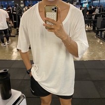 세르아우토 빅사이즈 와이드 유넥 U넥 어깨넓어보이는 머슬핏 짐웨어 반팔티 2color