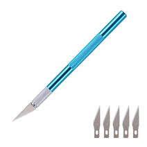우드카빙키트 조각끌 목공칼 접도 목재 종이 커터 공예 펜 금속 손잡이 메스 블레이드 나이프 DIY 편지지 유틸리티 조각 절단 용품 1 Set, [05] Blue