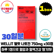 웰릿 나토킨 혈압 혈행 건강 개선 나토균 배양분말, 30정, 1개