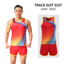 마라톤복장 남성 여성 러닝 세트 조깅 슈트 조끼와 반바지 세트 레이싱 키트 트랙과 펠드 의류 조깅 마라톤복, m, 빨간색
