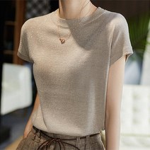 패션시그널 반짝이 실버사 라운드 티셔츠 8938ED