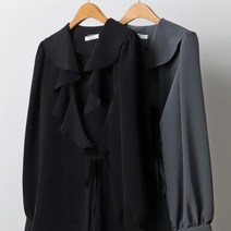 랩 러플 카라 블라우스 211J454S 빅사이즈 여성의류