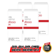 리얼 아르기닌 5000 L-아르기닌 5000mg 마카 아연 액상단백질 함유, 20g, 4개