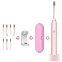 음파전동칫솔 초음파 전동 칫솔 음파 진동 치솔최신 초음파 전동 칫솔 충전식 USB 베이스 6 모드 성인용 IP, 11 pink type 4