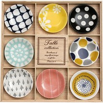 오구라 도자기 149125 작은 접시들 지름 3.5 인치 (8.9 cm) 8개 세트, colorful