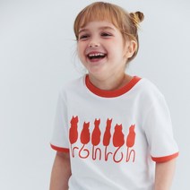 KIDS CAT TAIL RINGER HALF T-SHIRTS ORANGE RED RONRON 300684
