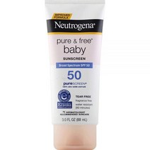 뉴트로지나 Neutrogena 퓨어 앤 프리 베이비 미네랄 선크림 로션 브로드 스펙트럼 SPF 50 & 징크 옥시드 방수 저자극성 3 fl Oz 3팩, 1pk – 3oz Lotion