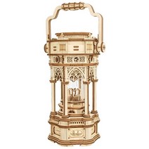 Robotime Rokr 회전식 DIY 3D 목제 모델 빌딩 키트 블록 조립 뮤직박스, 210