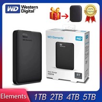 Western Digital-WD Elements 5TB 휴대용 외장 하드 드라이브 4TB 2TB 1TB USB 3.0 휴대용 HDD 하드 디스크 데스크탑 PC 노트북 용, 프리