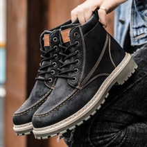 오토바이부츠 오토바이신발 가죽 부츠 남성 봄 캐주얼 오토바이 발목 Botas Hombre 레이스업 기본 남자 패션