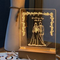 20cm 일러스트 드로잉 아크릴무드등 커플 글귀 포토 여자친구 남자친구 기념일 액자 결혼, 4인, 사진배경 심플하게 표현, 심플 눈코입 추가(1~2인)