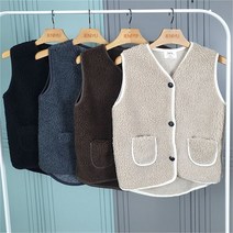 제니유 젬젬 뽀글이 배색 여성 덤블 양털조끼 4color