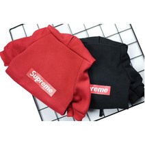 패션퍼피 명품강아지옷 슈프림 기모 후드XS-XL, 블랙, S