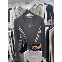 유럽풍 스퀘어넥 테이핑 디자인 숏 레깅스 여 코디 슬림 심플 상의