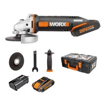 WORX 웍스 WORX WX802 무선 20V 전동 충전 그라인더 4인치, WX802 2.0Ah 세트