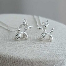 실버925 풍선 푸들 강아지 은목걸이