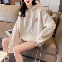 피케 이중 후드 봄가을 얇은 긴팔 맨투맨 여한국판 루즈핏 패치워크 상의 인플루언서