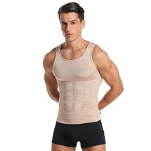 중량조끼 웨이트 운동 헬스 홈트레이닝 Be-In-Shape Men 슬리밍 바디 셰이퍼 허리 트레이너 조끼 Tummy Control 자세 셔츠 Back Correction 복부 탱, [03] L, [03] Beige