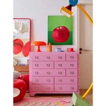 핑크 서랍 콘솔 공주방 북유럽 정리함 인테리어 가구, 핑크 서랍장