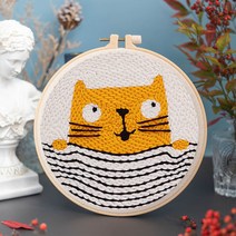 보람창고 100종 펀치 니들 자수 패키지 취미 세트+펀치니들바늘+부자재 모두포함, 113.개구쟁이 냥이