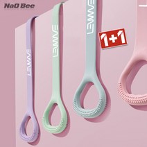 NaOBee [1+1] 파스텔 실리콘 스트레칭밴드 필라테스 요가 헬스 재활 밴드, 그린, 핑크