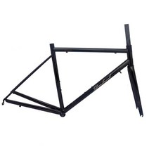 HandW 크롬 몰리브덴 스틸 700C 자전거 프레임 로드 탄소 프론트 포크 자갈 CR-MO 4135 Roadbike Frameset, 01 Black_02 50cm