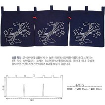 [ UJN04 ] 곤색/남색/자수/3폭/일식/일본/식당/스시전문점/횟집/초밥집/커튼/출입구다찌/노렌/노랭이