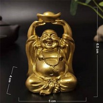 불상 부처님 부처상 동상 관음 보살 불교용품 웃음 중국 돈 조각 인형 홈 정원 행운의 선물, 금