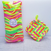 양말목공예 직조라벨 양말공예 양말목직조틀 파이핑끈 고무실 직조틀 좌식 사각수틀, 14형광믹스만(100개입), 1개