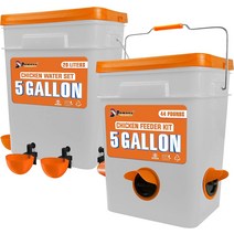 20kg(5갤런)/20kg(44파운드) 자동 닭 급식기 세트 (버킷 2개) 포트 및 물컵 폐기물 없음 방수 가금류 피, 한개옵션0