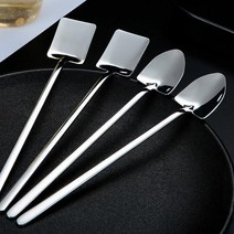 도매팜 작은 공사장이 될 것 같은 삽모양 스테인레스 롱 티스푼 귀여운 숟가락, 2P, 사각형