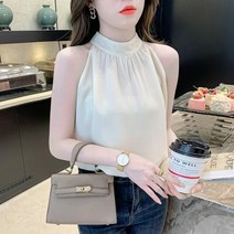 빅사이즈 블라우스 이쁜옷 여성 상의 큰옷 우아하고 젊은 홀터 탑 쉬폰 패션 의류 저렴하고 예쁜 오피스 레이디 셔츠
