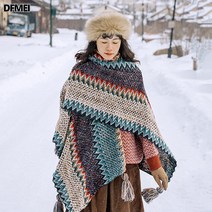 DFMEI 여성 판초 망토 에스닉 숄 가디건