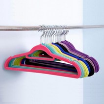 [히트템] 논슬립 벨벳 옷걸이 넥타이걸이 우단 밍크 바지걸이, 논슬립 컬러옷걸이(색상랜덤)