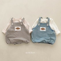(당일발송)봄 베이비 청 체크 멜빵세트 돌전 돌후 아기선물 둥이룩귀염 앙증맞은 세젤귀 선물