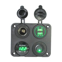 캠핑카 카라반 RV 부품 용품 rv 듀얼 usb 소켓 충전기 1aamp 2.1a 전압계 12v 전원 콘센트 온-오프 토글 스위치 네 가지 기능 패널, 초록