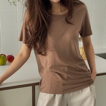 여성용 하비 라운드 린넨 티셔츠