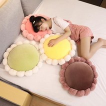 안마의자 가성비 솔리드 컬러 이불 의자 쿠션 북유럽 네덜란드 벨벳 럭셔리 라운드 베개 소파 소파 다다미 바닥 쿠션, 노랑
