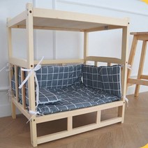 1개 1단/2단 DIY 강아지 쿠션 침대 침대형 강아지집 개집 원목 애견 하우스 반려묘, 2단, 있음