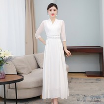신부 빅사이즈 가운 청초 치마 흰색 행사 루즈핏 무대 두루마기 화이트 여자 철릭 개량 한복