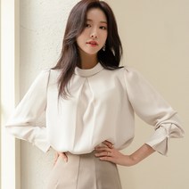 BLN333 진주 반하이넥 터틀 블라우스