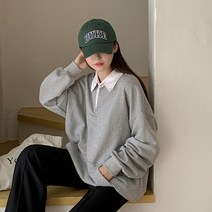 클르누 히든 카라 배색 쮸리 맨투맨 66683 빅사이즈 여성의류