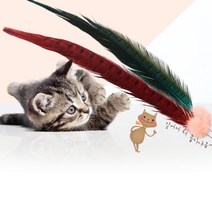 고양이 낚시대 밍크 꿩깃털 스틱 1개입 색상랜덤, 1개