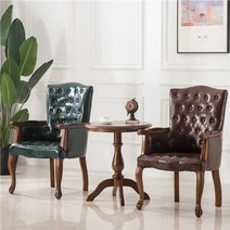 빈티지 의자 등받이 감성 식탁 클래식 카페 패브릭 원목 고급 복고풍 체어, 12 밝은 노란색 호두 프레임 가죽 아트